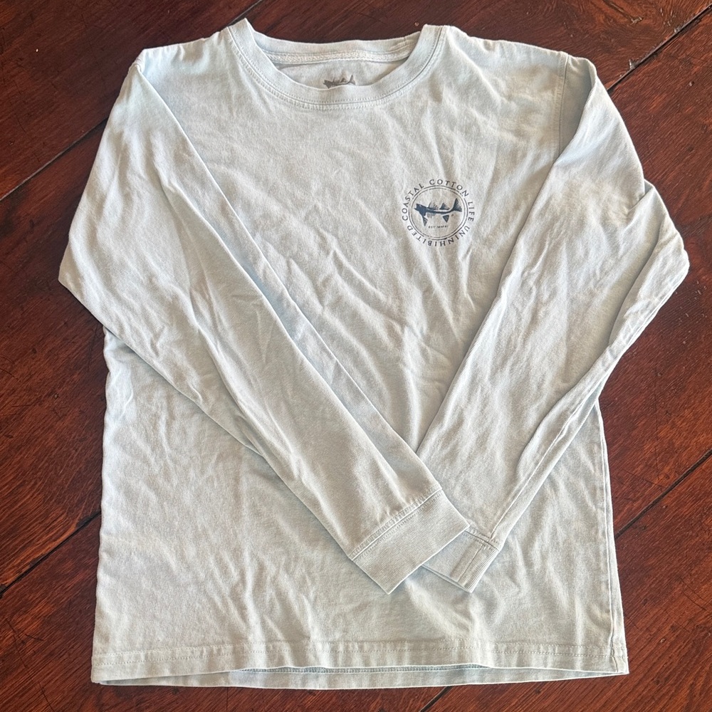 Kids Long Sleeve Coastal Cotton Graphic Tee - Light Blue